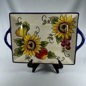 MAXERA 12” COLORFUL CERAMIC, SUNFLOWER DESIGN, SERVING PLATTER